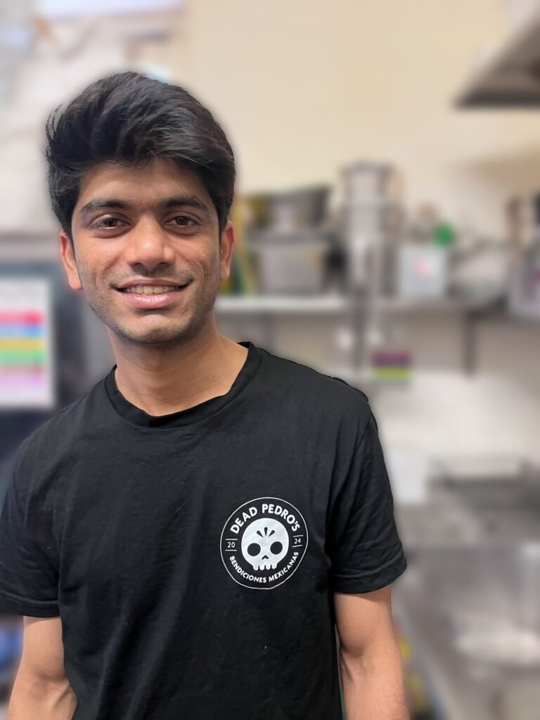 Akhil, chef at Dead Pedro's Mexican Kitchen, in the kitchen at The Bow Bells